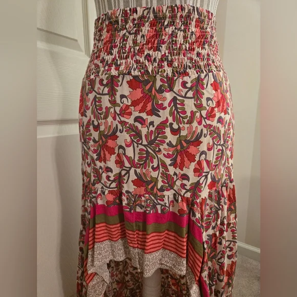 Anthropologie Red and Pink Floral Skirt - Picture 2 of 7